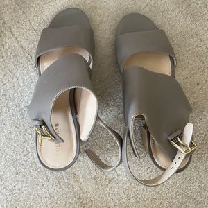Grey Leather Cole Haan Kathlyn Sandal Heeled 7.5 7